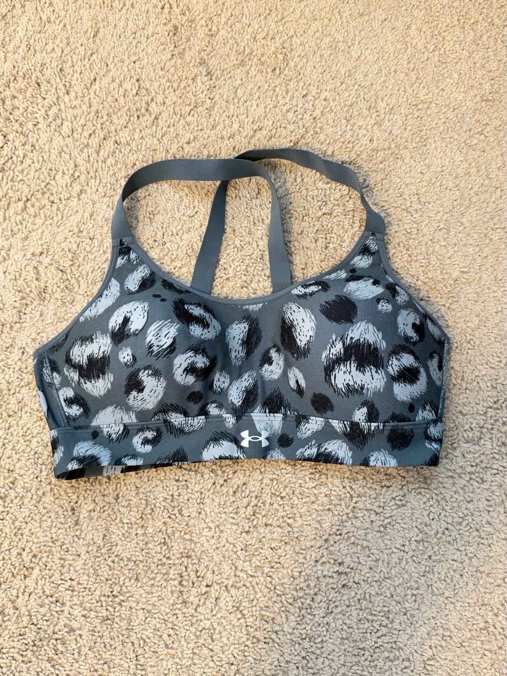 Under Armour Grey Leopard-Print Racerback Sports Bra